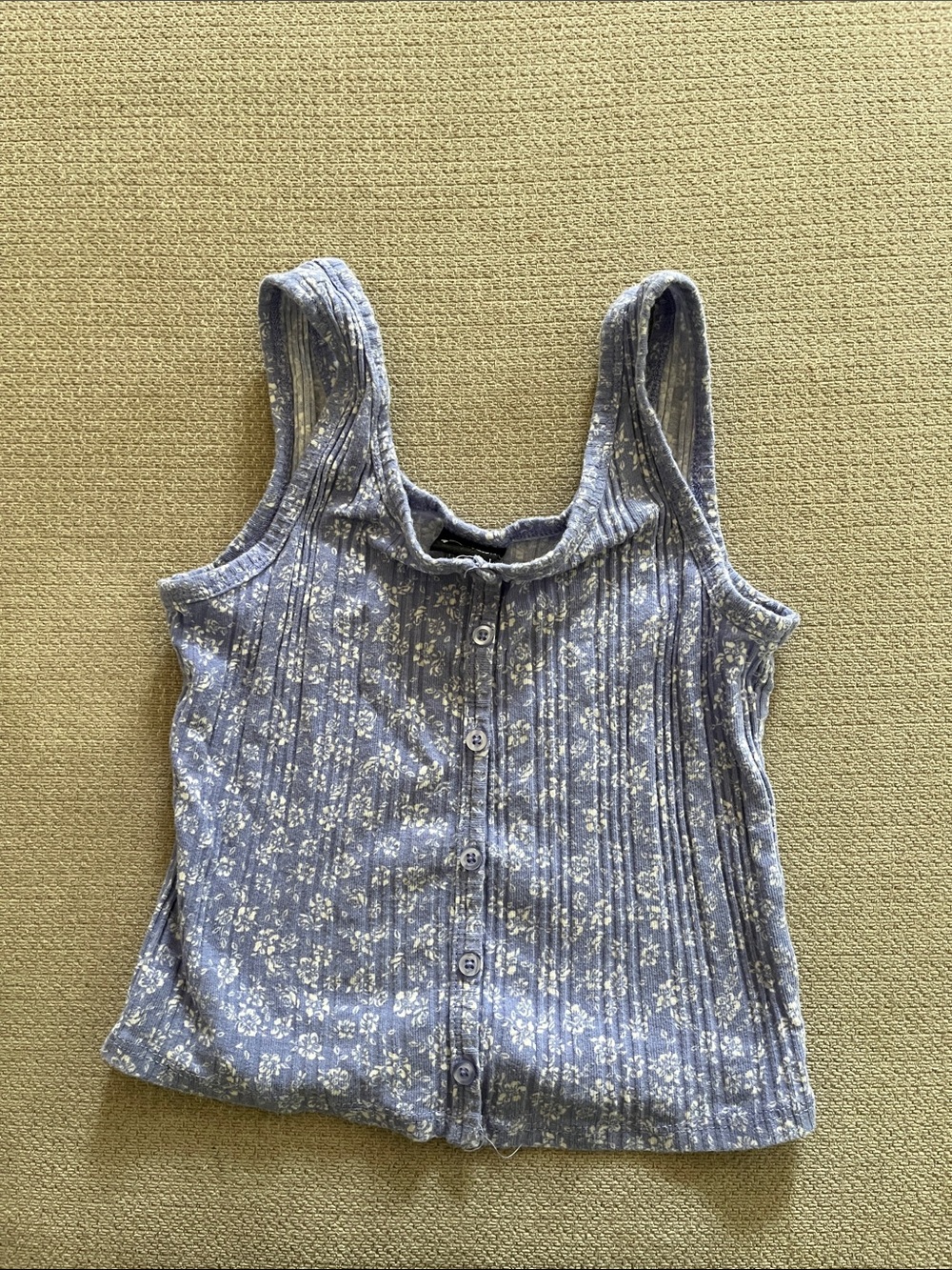 💙5 for $10💙 art class Sleeveless Blue Floral Button-Front Tank Top 6/6x
